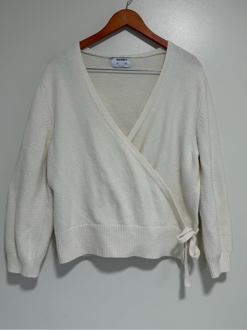 Old Navy Ivory Wrap V-Neck Sweater with Side Tie